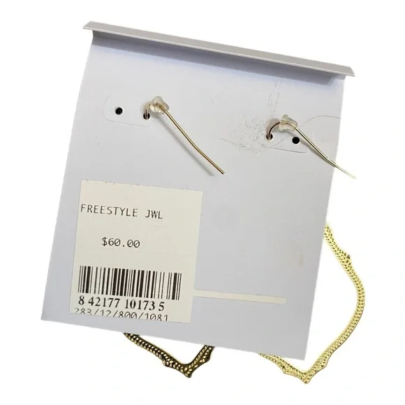Kendra Scott Sophia Yellow Gold Plated Freestyle Drop Earrings Texured. NWT $60 - Picture 2 of 2
